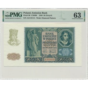 50 złotych 1940 - A - PMG 63