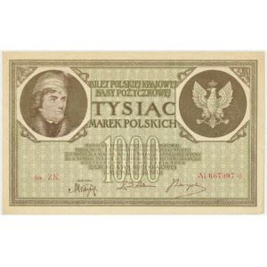 1.000 marek 1919 - Ser. ZN - małe S i wąska numeracja - RZADSZA