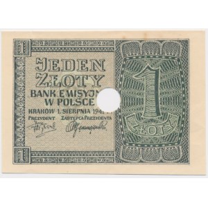 1 złoty 1941 - destrukt bez numeratora i serii -