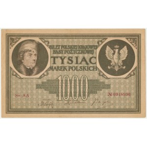 1.000 marek 1919 - Ser. AA - ŚWIEŻY
