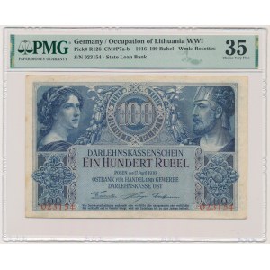 Poznań, 100 rubli 1916 - numeracja 6-cyfrowa - PMG 35