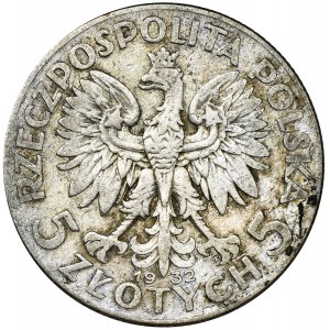 Głowa Kobiety, 5 złotych Warszawa 1932 - RZADKIE