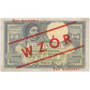 500 złotych 1919 - z późniejszym nadrukiem WZÓR -
