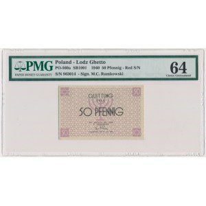 50 Pfennig 1940 - red serial number - PMG 64