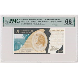 20 złotych 2010 - Fryderyk Chopin - PMG 66 EPQ