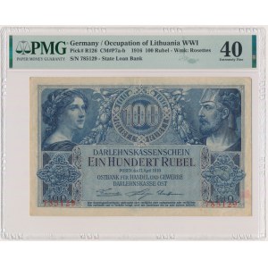 Poznań, 100 rubli 1916 - numeracja 6-cyfrowa - PMG 40