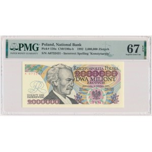 2 miliony złotych 1992 - A - Konstytucyjy - PMG 67 EPQ