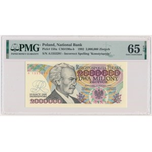 2 miliony złotych 1992 - A - Konstytucyjy - PMG 65 EPQ