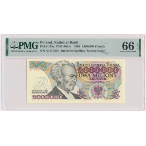 2 miliony złotych 1992 - A - Konstytucyjy - PMG 66 EPQ