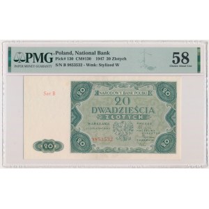 20 złotych 1947 - B - PMG 58