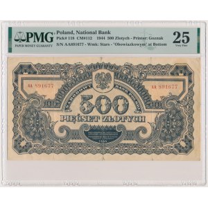 500 złotych 1944 ...owym - AA - PMG 25 - RZADKIE