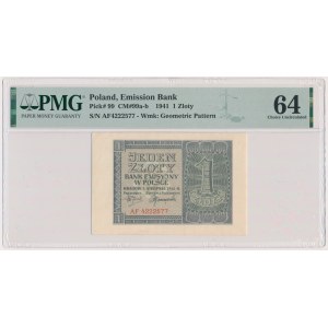 1 złoty 1941 - AF - PMG 64 - lepsza seria