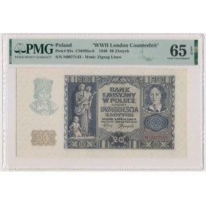 20 złotych 1940 - N - London Counterfeit - PMG 65 EPQ