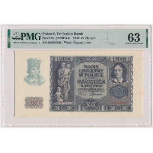 20 złotych 1940 - B - PMG 63