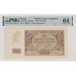 10 złotych 1940 - L. - London Counterfeit - PMG 64