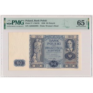 20 złotych 1936 - AR - PMG 65 EPQ