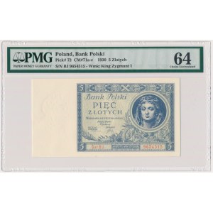 5 złotych 1930 - Ser.BJ. - PMG 64