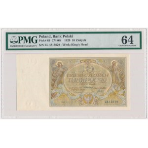 10 złotych 1929 - Ser.EL. - PMG 64