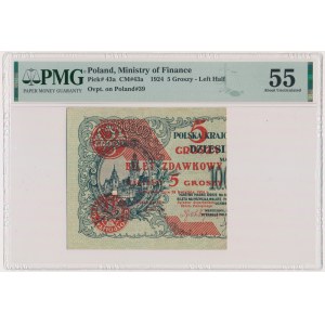 5 groszy 1924 - lewa połowa - PMG 55