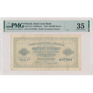 500.000 marek 1923 - AT - 6 cyfr - PMG 35 - RZADKA