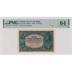 1/2 marki 1920 - PMG 64