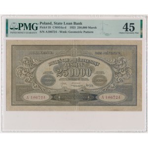 250.000 marek 1923 - A - PMG 45 - rzadka seria