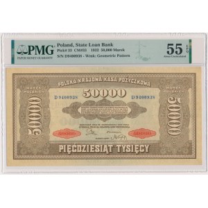 50.000 marek 1922 - D - PMG 55 EPQ - ŁADNY