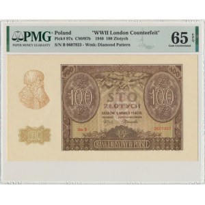 100 złotych 1940 - Fałszerstwo ZWZ - B - PMG 65 EPQ