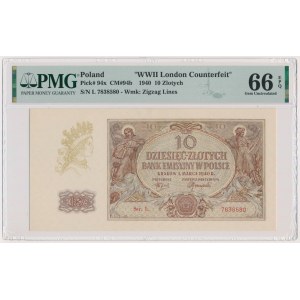 10 złotych 1940 - L. - London Counterfeit - PMG 66 EPQ