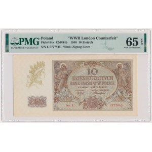 10 złotych 1940 - L. - London Counterfeit - PMG 65 EPQ