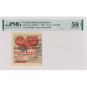 1 grosz 1924 - AG ❉ - lewa połowa - PMG 58 EPQ