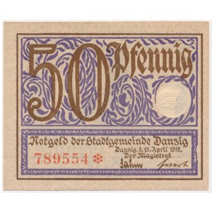 Danzig, 50 Pfennig 1919 - purple