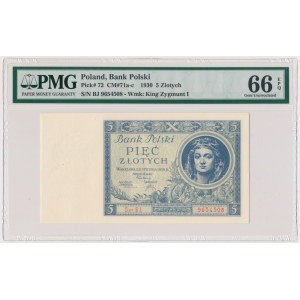 5 złotych 1930 - Ser.BJ. - PMG 66 EPQ