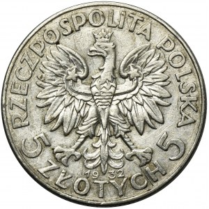 Głowa Kobiety, 5 złotych Londyn 1932