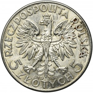 Głowa Kobiety, 5 złotych Warszawa 1934