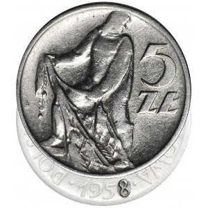 5 złotych 1958 Rybak - wąska ósemka