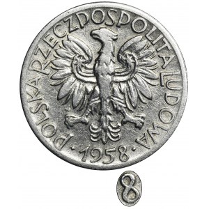 5 złotych 1958 Rybak - wąska ósemka