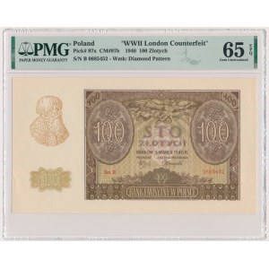 100 złotych 1940 - Fałszerstwo ZWZ - B - PMG 65 EPQ