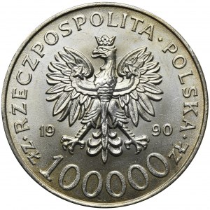 100.000 złotych 1990 Solidarność - TYP A - PIĘKNE