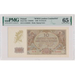 10 złotych 1940 - N - London Counterfeit - PMG 65 EPQ