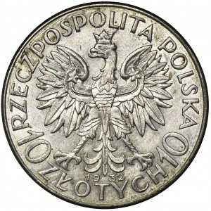 Głowa Kobiety, 10 złotych Londyn 1932