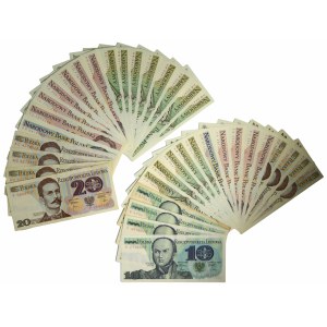 Zestaw banknotów PRL 10-200 złotych 1982/88 (ok. 37 szt.)
