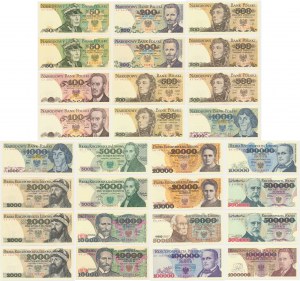 Zestaw banknotów PRL, 50-1 milion złotych 1975-1993 (ok. 28)