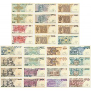 Zestaw banknotów PRL, 50-1 milion złotych 1975-1993 (ok. 28)