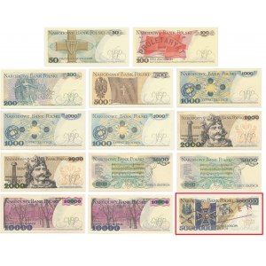 Zestaw banknotów PRL 50- 5 milionów 1979-95 (14 szt.)