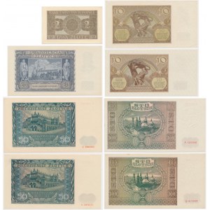 Zestaw, 2-100 złotych 1940-41 (8 szt.) - piękne stany