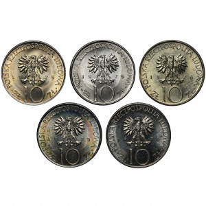 Zestaw, 10 złotych Adam Mickiewicz (5 szt.)