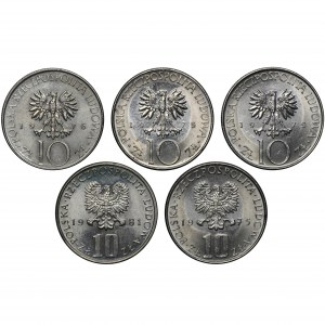 Zestaw, 10 złotych Bolesław Prus i Adam Mickiewicz (5 szt.)