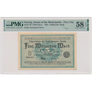 Danzig, 5 bilion Mark 1923 - watermark squares - PMG 58 EPQ
