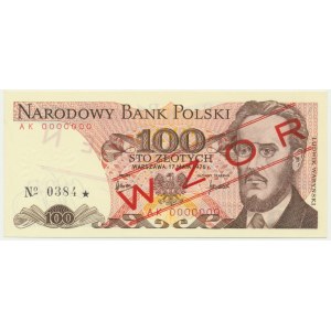 100 złotych 1976 - WZÓR - AK 0000000 - No.0384 -